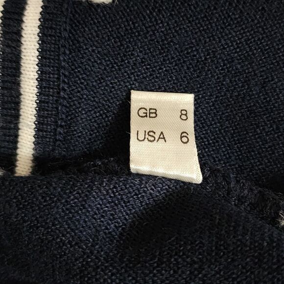 Gispa Italy Womens Wool-Blend Polka Dot V-Neck Sweater Navy Blue White Size 6/8 - Picture 8 of 8
